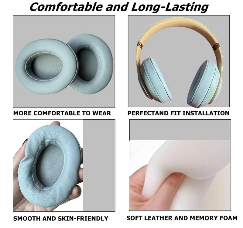 cipher.v Replacement Ear Pads Cover, Earpads Cushions Compatible with Beats Studio 2 and Studio 3 Over Ear Headphones 1 Pair (Grey) - Image 3